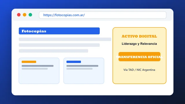 Vista del activo digital estratégico fotocopias.com.ar y transferencia formal
